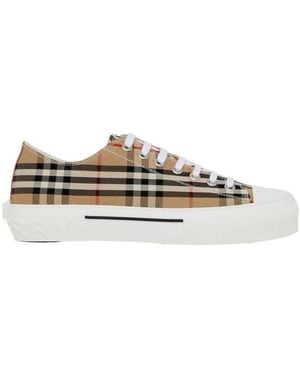 Burberry Checked Lace-Up Trainers - White