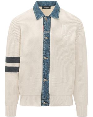 DSquared² Long-Sleeved Button-Up Cardigan - White