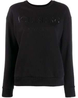 Iceberg Logo Embellished Sweatshirt - Black