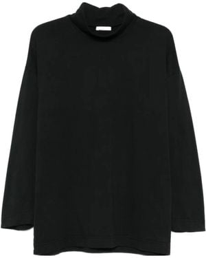 Haikure High-Neck Cotton Top - Black