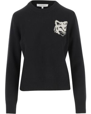 Maison Kitsuné Maison Kitsuné Fox Head Intarsia Regular Jumper - Black