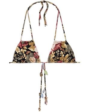 Chloé Chloé Rose-Print Bikini Top - Metallic