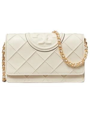 Tory Burch Quilted Chain Wallet - Natural
