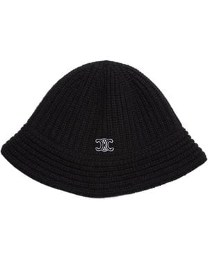 Celine Ribbed Cashmere Bucket - Black
