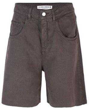 ICON DENIM Denim Shorts With Belt Loops - Gray