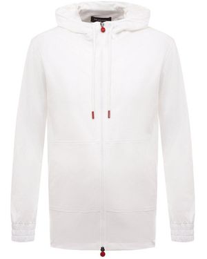 Kiton Zip-Up Drawstring Hoodie - White