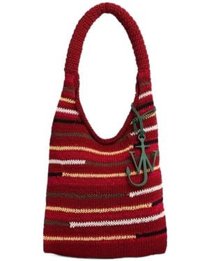 JW Anderson Jw Anderson Striped Knitted Hobo Bag - Red