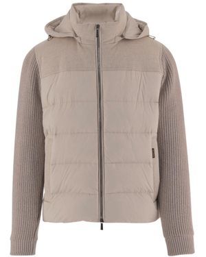 Moorer Long-Sleeved Cotton-Padded Jacket - Brown