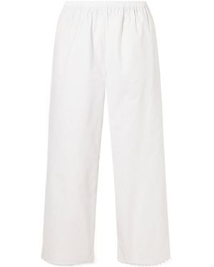 Rohe Embroidered Cotton Poplin Wide-Leg Trousers - White