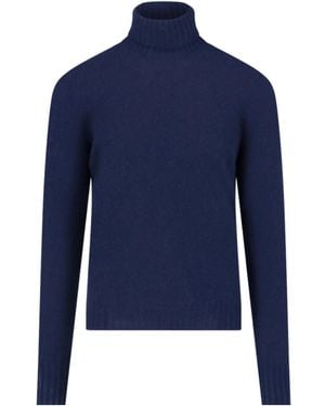 Drumohr Ribbed Turtleneck Jumper - Blue