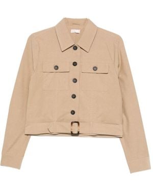 Liu Jo Belted Cropped Jacket - Natural