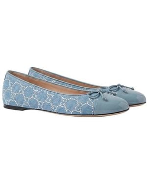 Gucci Gg Monogram Ballet Shoes - Blue