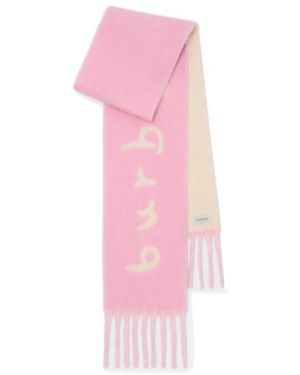 Burberry Reversible Logo Jacquard Fringed Scarf - Pink