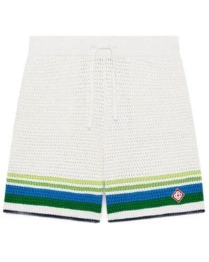 CASABLANCA Stripe Detailed Crochet Shorts - Green
