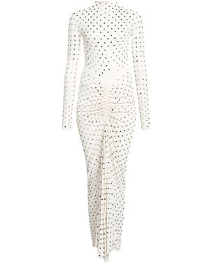 Alaïa Alaã¯A Ivory Draped Jersey Rhinestone-Embellished Long Dress - White