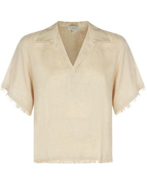 Antonelli Frayed Hem Short Sleeve Top - Natural
