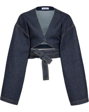 Alaïa Wrap Denim Jacket - Blue