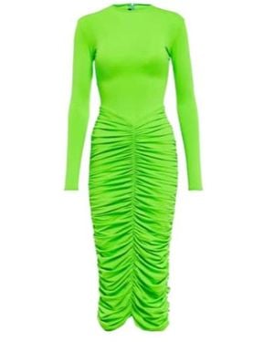 Alex Perry Presley Ruched Midi Dress - Green
