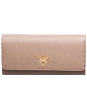 Prada Logo Continental Wallet - Pink