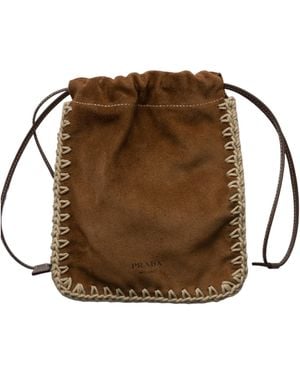 Prada Drawstring Cell Phone Bag - Brown