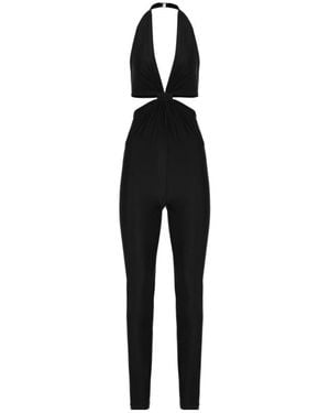 Saint Laurent Cut-Out Halterneck Jumpsuit - Black