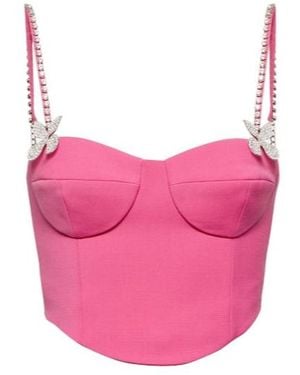 Area Embellished Wool Bustier - Pink