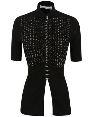 Rabanne Stud-Detail Jersey Top - Black