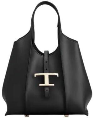 Tod's Logo Plaque Tote Bag - Black