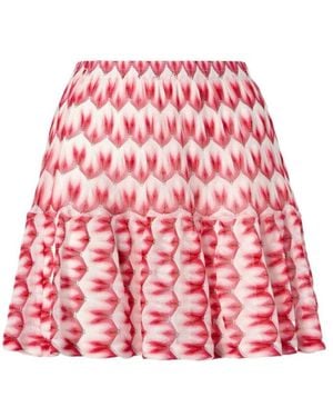 Missoni Zigzag-Knit Ruffled Mini Skirt - Red