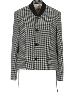 Marni Gingham-Pattern Button-Up Jacket - Grey