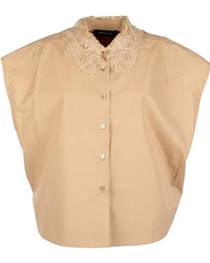 Fabiana Filippi Stand-Up Collar Button-Down Shirt - Natural