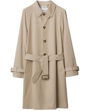 Burberry Single Breasted Belted Trench Coat - Natural