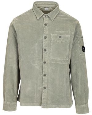 C.P. Company Corduroy Long Sleeve Button Lens Shirt - Green