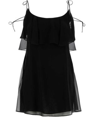 Saint Laurent Robe Ruffled Sleeveless Dress - Black
