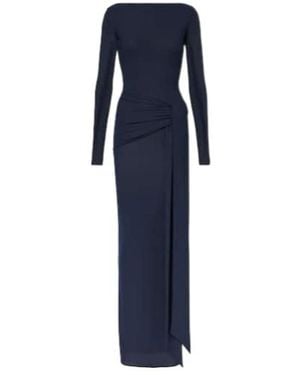 Alex Perry Semi-Sheer Gathered Gown - Blue