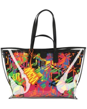 MCM Abstract Pattern Printed Tote Bag - Red