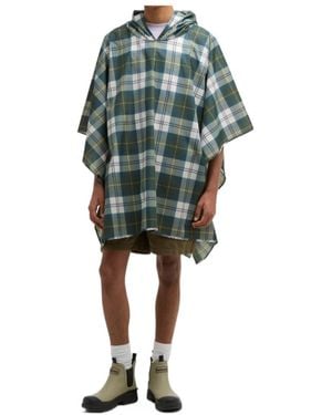 Barbour Tartan Water Resistant Hooded Poncho - Green