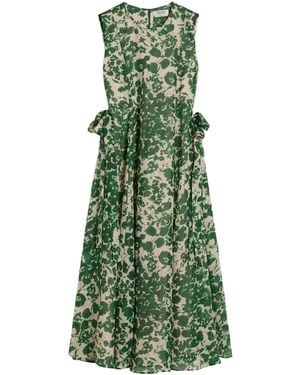 Max Mara Flared Hem Crew-Neck Dress With Concealed Zip - Green