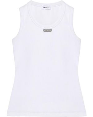 McQueen Cotton Logo-Plaque Tank Top - White