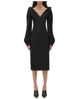 Bottega Veneta Knot Detailed Midi Dress - Black