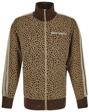 Palm Angels High Neck Leopard Jacquard Jacket - Green