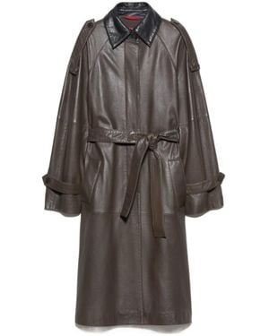 MAX&Co. Nappa Leather Trench Coat - Grey