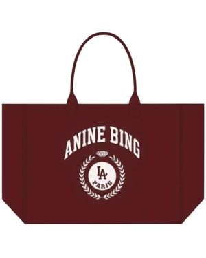 Anine Bing Leo Canvas Tote Collegiate - Red