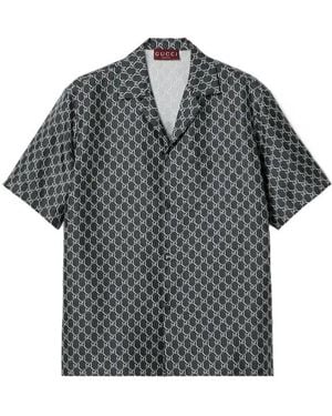 Gucci Silk Shirt With Gg Shadow - Gray