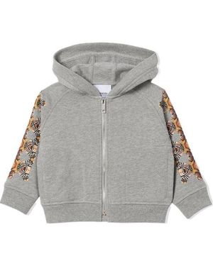 Burberry Bear-Print Zip-Fastening Hoodie - Gray
