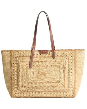 Anya Hindmarch Large Bow-Detail Raffia Tote Bag - Natural