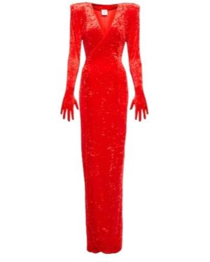 Vetements Wrap Velvet Maxi Dress - Red
