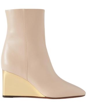 Chloé 80Mm Rebecca Leather Wedge Boots - Natural