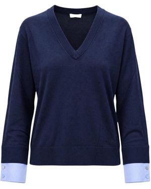 Liu Jo Ribbed V-Neck Sweater - Blue