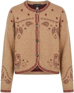 Alanui Bandana Jacquard Cropped Cardigan - Brown